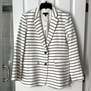 Ann Taylor Blazer/Jacket size 10 White/Navy striped
